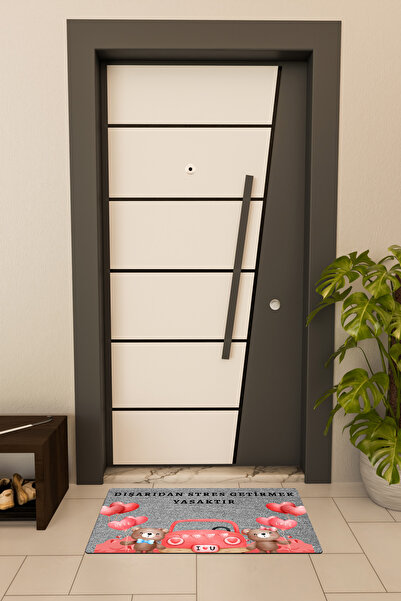 Dormot High-Quality Digital Printing Gray, Teddy Bears with Cars, Stress Ban-Themed Doormat