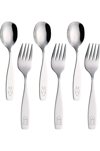 Generic Exzact Children'S Cutlery Stainless Steel 6Pcs/ Kids Fork And Spoon Set/Toddler Utensils/Flatware -