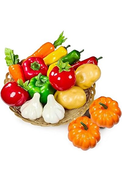 Generic مجموعة من 16 قطعة من الخضراوات الاصطناعية من THE WHITE SHOP لتزيين ال...