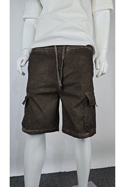 Red Planet Men’s Washed Fabric Shorts with Side Pockets