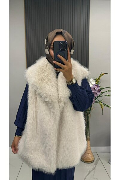 Sargınlar Дамска прекалено голяма плюшена кожена жилетка Стилна ежедневна зим...