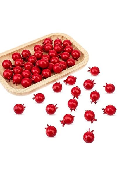 Generic InnoHHustle 50Pcs Mini 0.79 Inch Artificial Pomegranate Realistic Fake Fruit Home House Kitchen Supe