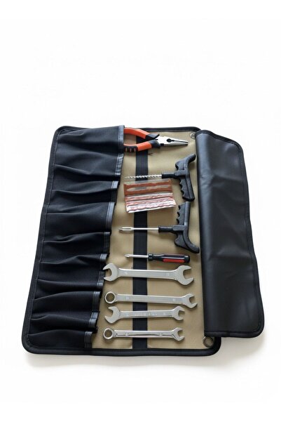 Generic Roadside Emergency Tire Repair Kit All-in-One Portable Tool Roll Bag for Car, Truck & Motorcycle