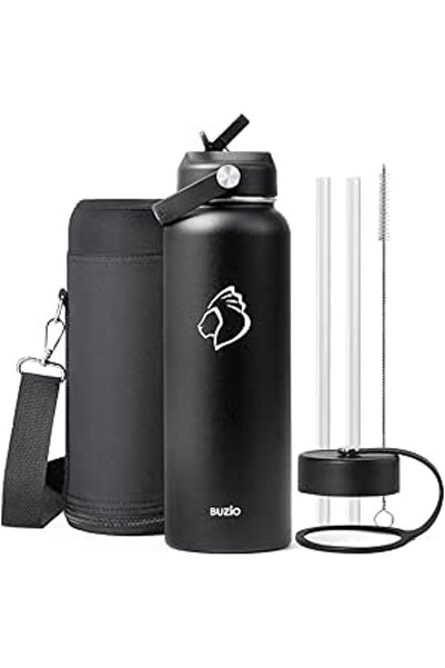Generic BUZIO 1200ml Insulated Water Bottle with Straw Lid and Flex Cap,40oz Double Vacuum Stainless Steel W