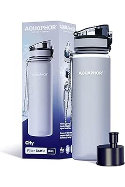 Generic AQUAPHOR City Bottle 500ml Grey | Travel Water Bottle with Activated Carbon Filter | Filters Chlorin
