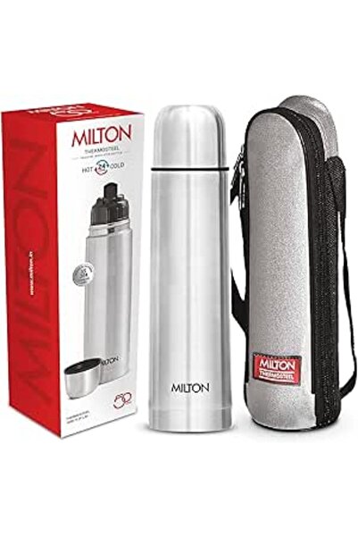 Generic Milton Flip Lid 1000 Thermosteel 24 Hours Hot and Cold Water Bottle with Bag, 1 Litre, Silver