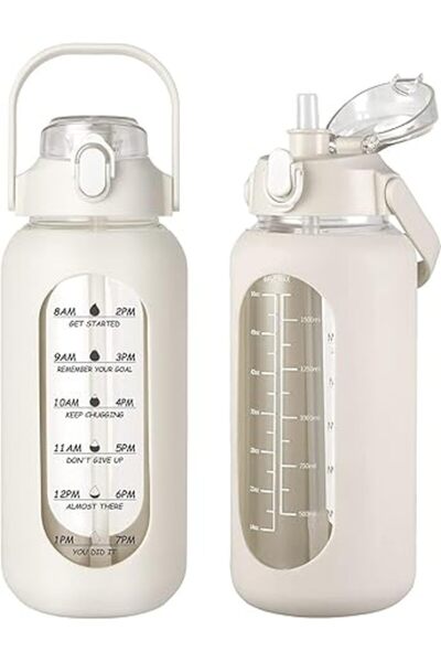 Generic Loiisgy 32oz Glass Water Bottles with Straw, Motivational Glass Bottle with Silicone Sleeve and Time