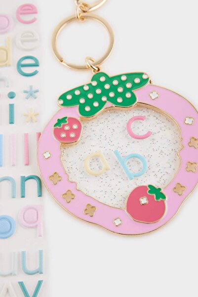 DeFacto Women's Strawberry Themed Letter Charm Keychain G1019Axns