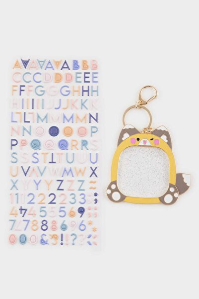 DeFacto Women's Cat-Themed Letter Charm Keychain G1017Axns