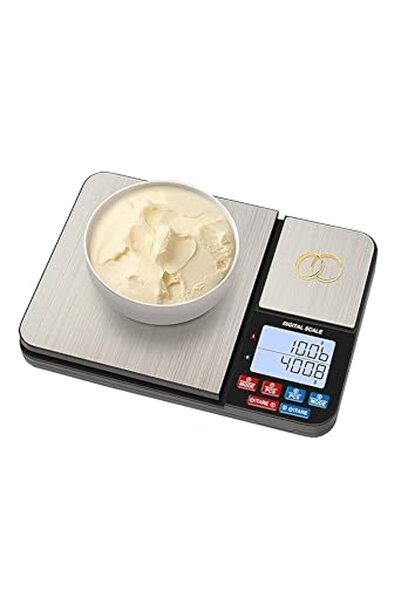Generic ميزان مطبخ رقمي مزدوج المنصة من Exrp، 11 رطل/0.1 جرام و500 جرام/0.01 جرام، ميزان طهي طعام عالي الدقة،