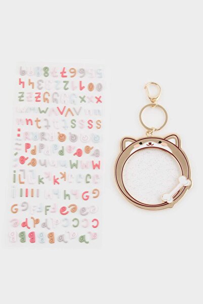 DeFacto Women's Dog-Themed Letter Charm Keychain G1016Axns
