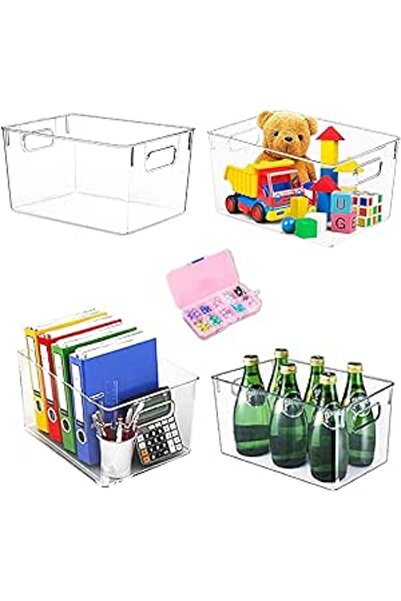 Generic شركة BZ - 4 وحدات تخزين منزلية كبيرة ومنظمات - صندوق منظم لتخزين المط...