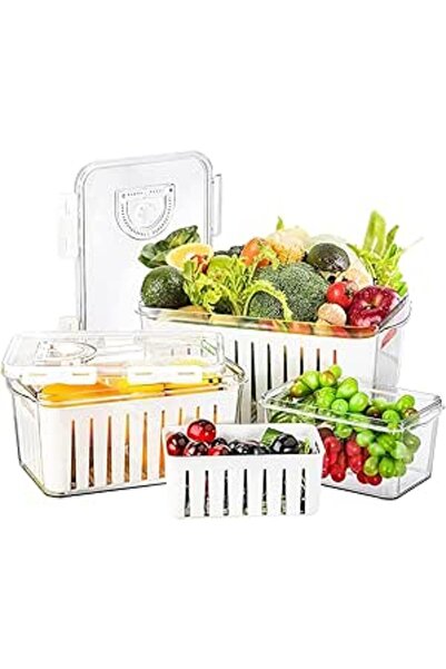 Generic Refrigerator Saver Containers with Time Setting, 3 Pcs Fruit Vegetable Storage Containers for Refrig