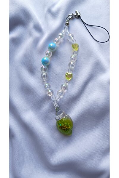 Rodopiva Yeşil Düş – Kalpli Boncuklu Damla Telefon Charmı