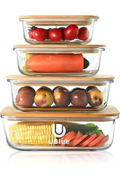 Generic وعاء زجاجي محكم الإغلاق لتخزين الطعام - مانع تسرب سيليكون، آمن للاستخ...