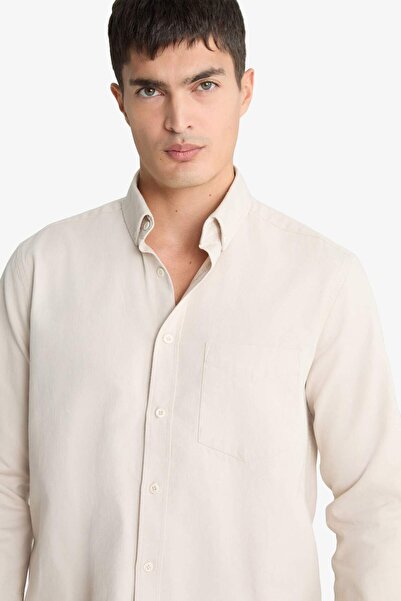 DeFacto Regular Fit Polo Yaka Gabardin Uzun Kollu Gömlek F1261AX25AU