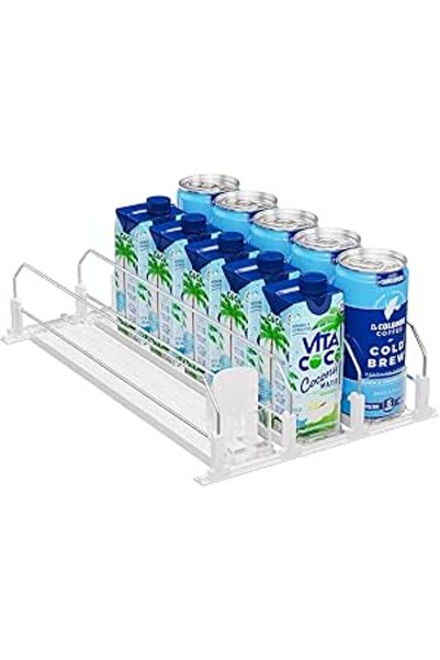 Generic Puricon Soda Can Organizer for Fridge Refrigerator, Spring Loaded Self-Pushing Automatic Glide Adjus