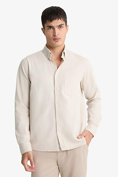 DeFacto Regular Fit Polo Yaka Gabardin Uzun Kollu Gömlek F1261AX25AU