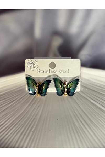 lesuvera أقراط VIP على شكل فراشة باللون الأخضر