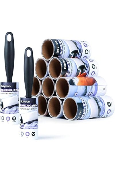 Generic مجموعة أسطوانة إزالة الوبر اللاصقة للغاية من بايتيون، قابلة لإعادة التعبئة لإزالة الوبر من الملابس (إجمالي 360 ورقة + 2 مقبض)