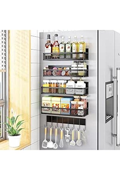 Generic HOOJO® Magnetic Spice Rack for Refrigerator, 5 Pack Magnetic Shelf, Moveable Magnetic Fridge Organi