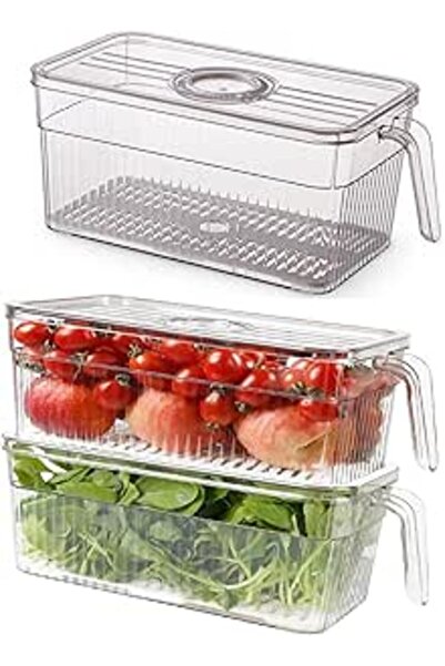 Generic KUAIJI 3-Pack Containers for Fridge Stackable Food Storage Produce Saver Containers for Refrigerator