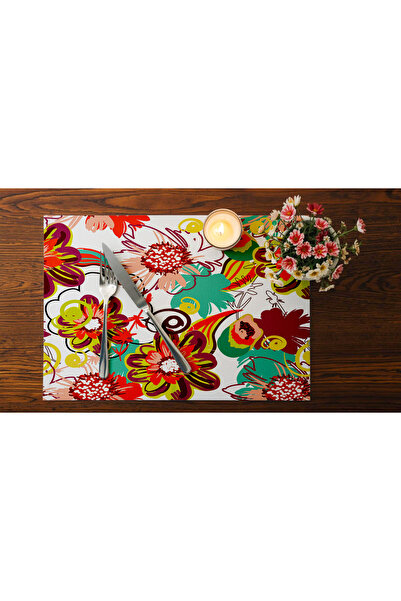 QueenHome Modern Floral Pattern Fabric American Service 30 X 45 cm 2-Piece Decoration Table Mat