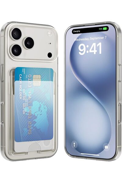 Rivor Apple iPhone 17 Pro Max Uyumlu Kartlıklı Cüzdanlı Kamera Korumalı Şeffa...