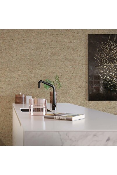 Adawall Düz Keten Tekstil Dokulu Duvar Kağıdı - Kahverengi, Açık, Seven 7816-8