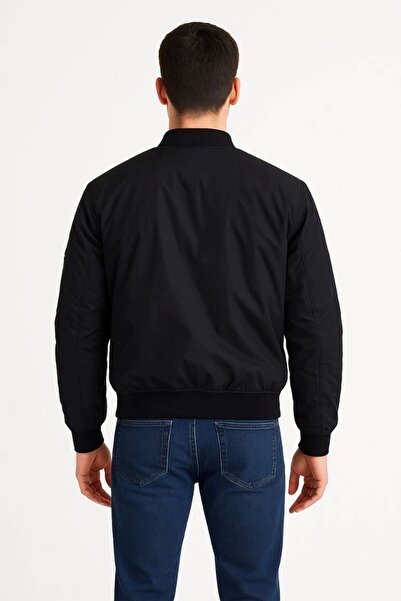 LUMİART Men's Bomber Jacket – Zippered, Quilted Inner Lining, Water-Repellent Fabric, Regular Fit, Long Sleeves.