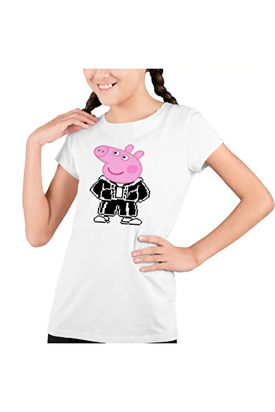 OEM Детска тениска с пикселно изкуство на Peppa Girls