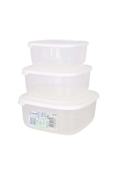 Tontarelli Set 3 Storage Boxes Polypropylene, 0.5/1.5/2.5 Liters - White Lid