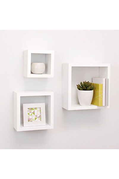 Modern home 3-Piece Solid Wood Wall Mounted Floating Shelves For Books And Accessories White 40x40cm