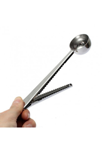 Viejo Valle Coffee dosing spoon with clip, stainless steel, 15.8 cm