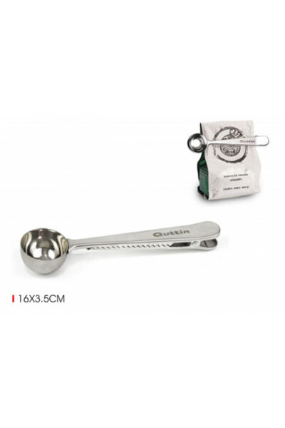 Viejo Valle Coffee dosing spoon with clip, stainless steel, 15.8 cm