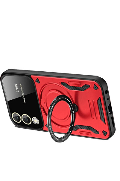 NewFace Sptrns Samsung Galaxy S25 Fe Case Joy Lens Stand Cover (95552) - Red