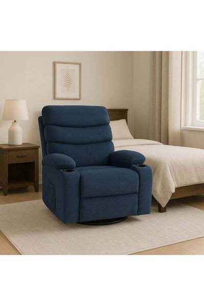 Crestj Fixed Recliner Chair with Footrest - Blue Color, Comfortable and Luxurious Design