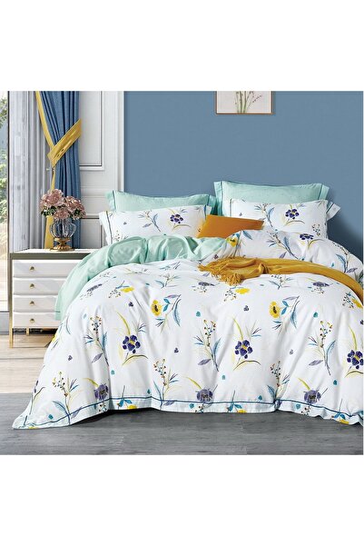 Ferrucci Frochi White Multicolor Print Duvet Set King, Double 6 Piece Set