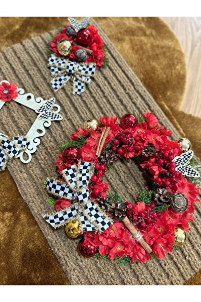 Marrone “Kapı Önü Paspas (70×40) ve Çelenk (30×30) Takımı Kaymaz Paspas Priz Çerçevesi 3'lü Set