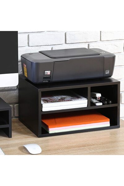 Modern home rinter Stands with 3 Storage Compartments Desktop Paper Organizer-Suitable for office and home-Black