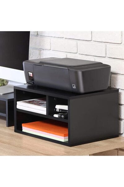 Modern home rinter Stands with 3 Storage Compartments Desktop Paper Organizer-Suitable for office and home-Black