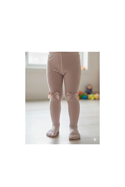 Ekinoks Baby Girl Children's Pantyhose Cotton Bow Ribbed Scented Powder