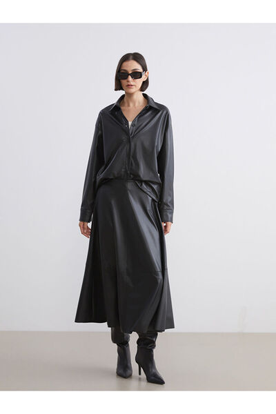 LC Waikiki Sparkling Choices from Shining Store | Leather-Look Women's Shirt