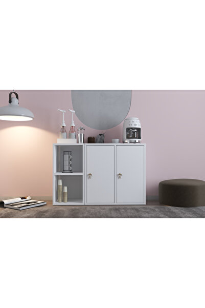 Nettrends Çok Fonksiyonlu, 2 Kapaklı Kahve Köşesi ve Servis Dolabı