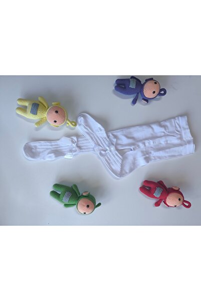 Ekinoks Baby Girl Children's Pantyhose Cotton Bow Ribbed Scented White