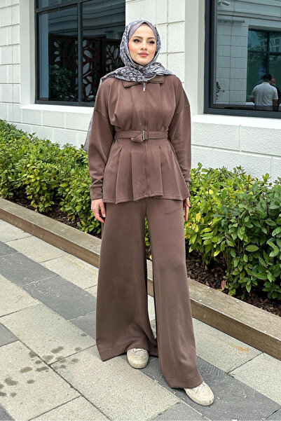 Ovn. طقم كوبيرا مع بنطلون بلازو - بني
