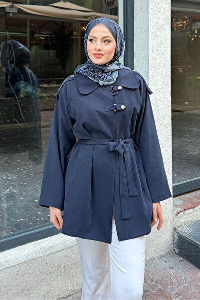 Ovn. Apoletli Kısa Trenç - Lacivert