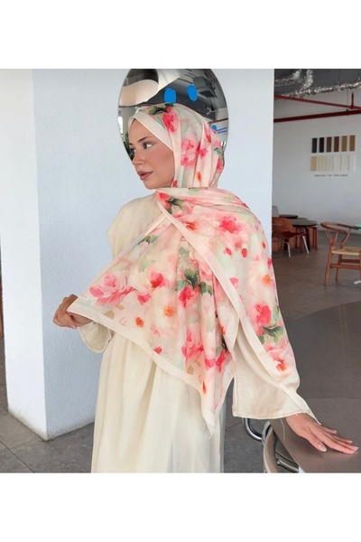 MODA Salmon Pink Soft Cotton Shawl.Mena Series