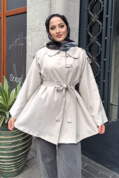 Ovn. Apoletli Kısa Trenç - Bej