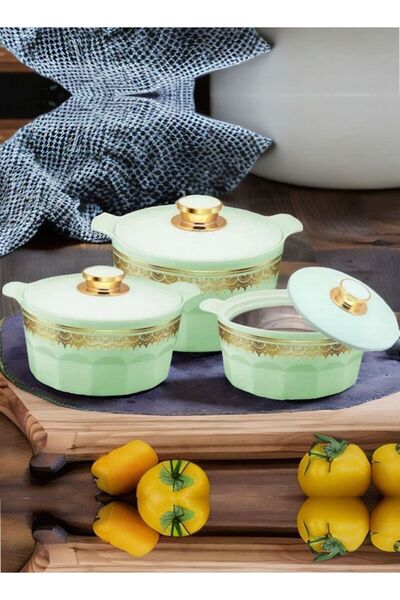 Rashi Shaheen Insulated Casserole Set of 3 Pieces-1800ml,2600ml and 3600ml, Green